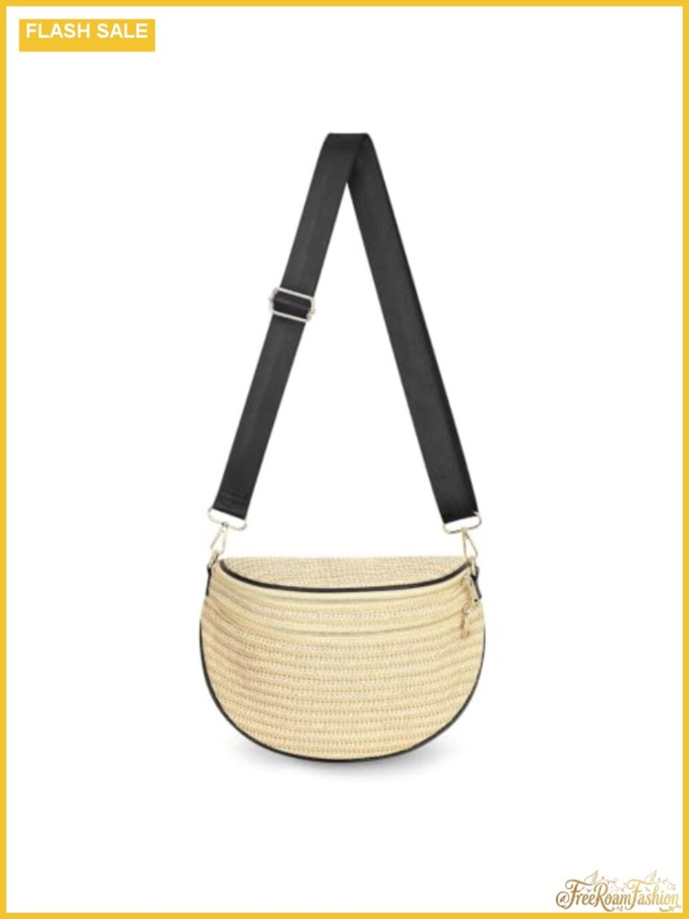 Woven Straw Bum Bag Crossbody Fanny Pack Adjustable Strap Lightweight